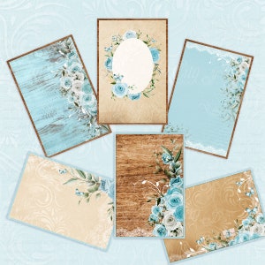 Karta vintage, Karta do druku w dzienniku, Tagi do dziennika, Karty kwiatowe, Koperty, shabby chic, Album, papier cyfrowy, Papier cyfrowy letni
