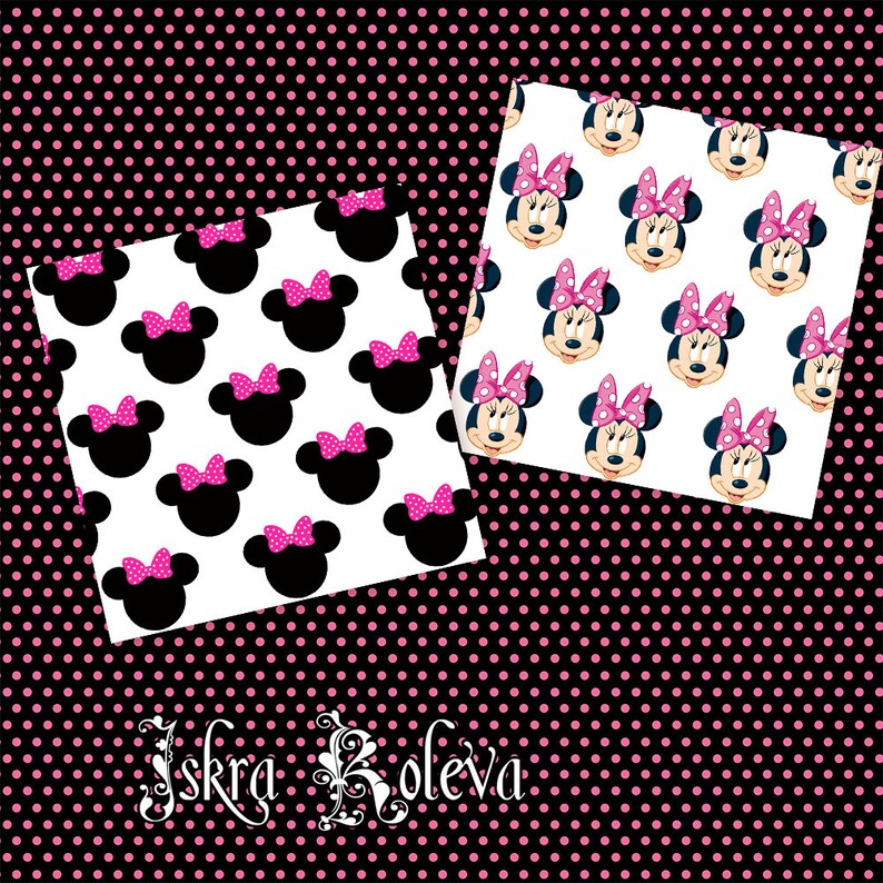 Minnie Mouse Digital Paper Scrapbook Papers Wallpaper | Etsy