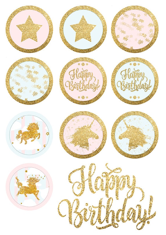 Unicorn cupcakes toppers printable Unicorn toppers Unicorn | Etsy