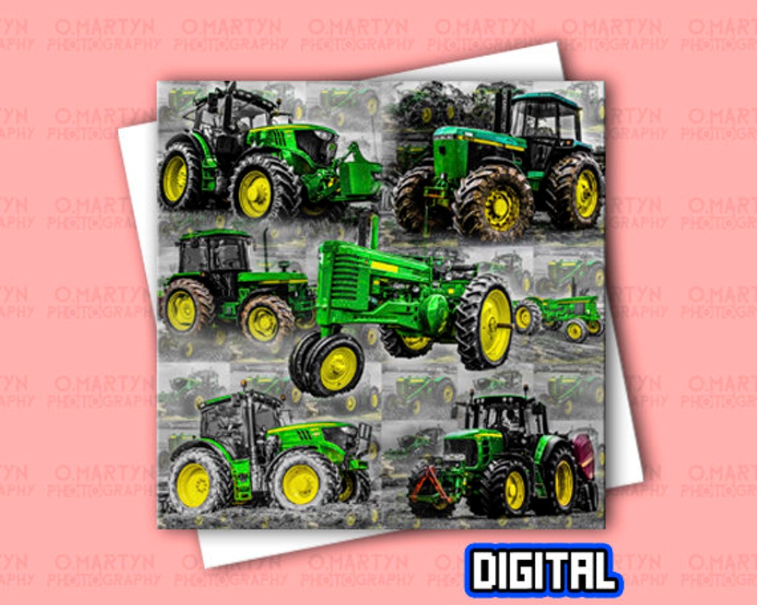 Printable Tractors Through the Ages JD Styled Greetings Card Etsy