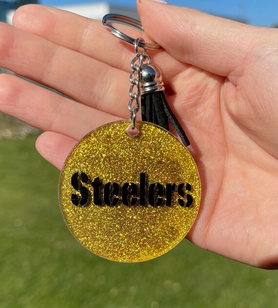 Pittsburgh Steelers Gold Keychain Fob narrow