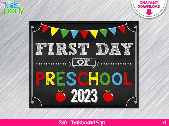 First Day of School Chalkboard Poster First Day of Kindergarten Back to  School Sign Chevron First Day of School DIGITAL FILE 