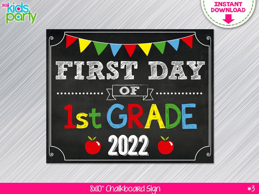 INSTANT DOWNLOAD First Day of 1st Grade School Sign Print - Etsy