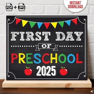 SOFORTIGER DOWNLOAD Erster Schultag Schild zum Selbstausdrucken, Erster Schultag Tafel Schild, Digitale Datei, Erster Schultag Schild