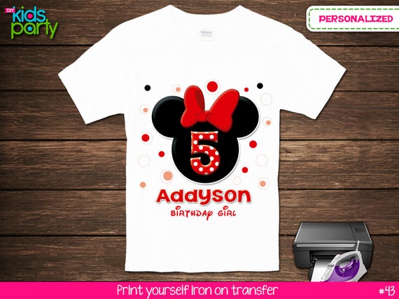 Red Minnie Mouse Inspired Birthday Girl Print Yourself Iron on Transfer Il_570xn