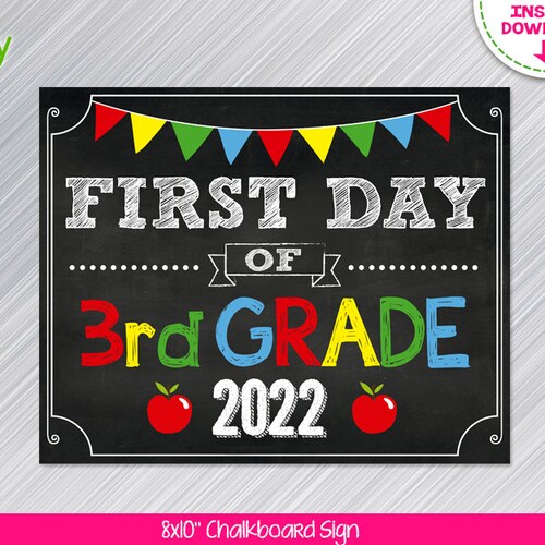 INSTANT DOWNLOAD First Day of 3rd Grade School Sign Print - Etsy