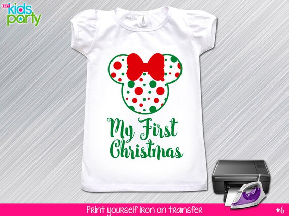 INSTANT DOWNLOAD First Christmas Minnie Mouse 1st Birthday Print Yourself Iron on Transfer Il_570xn