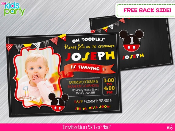 Mickey Mouse Inspired Print Yourself Invitation 5x7 or 4x6 Il_570xn