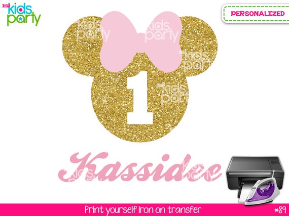 Pink and Gold Minnie Mouse Birthday Girl Print Yourself Iron on Transfer Il_570xn