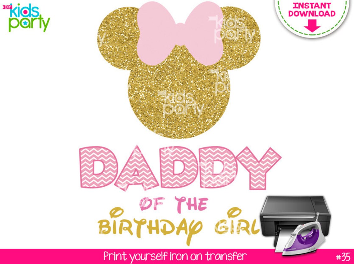 INSTANT DOWNLOAD Pink and Gold Minnie Mouse Iron on Transfer - Etsy