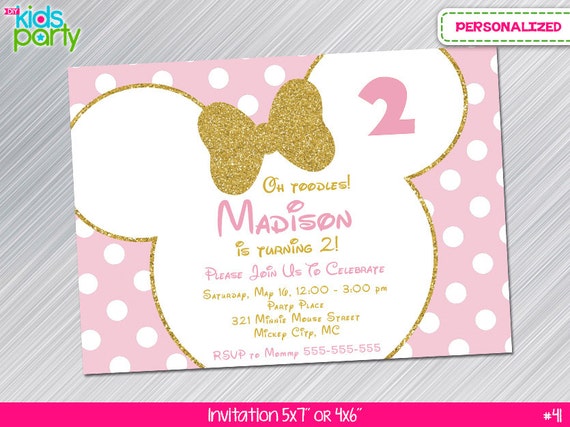 Color De Rosa Y Oro Brillo Minnie Mouse Inspirado En La Etsy