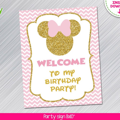 INSTANT DOWNLOAD Pink and Gold Minnie Mouse Print Yourself - Etsy