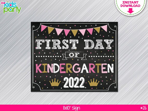 INSTANT DOWNLOAD Princess First Day of Kindergarten Sign Print Yourself, First Day of Kindergarten Princess Sign Digital File Il_570xn