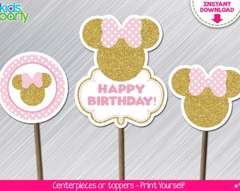 INSTANT DOWNLOAD Pink and Gold Minnie Mouse Print Yourself | Etsy