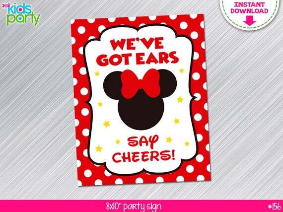 INSTANT DOWNLOAD Red Minnie Mouse Inspired Party Sign Print Yourself Il_570xn