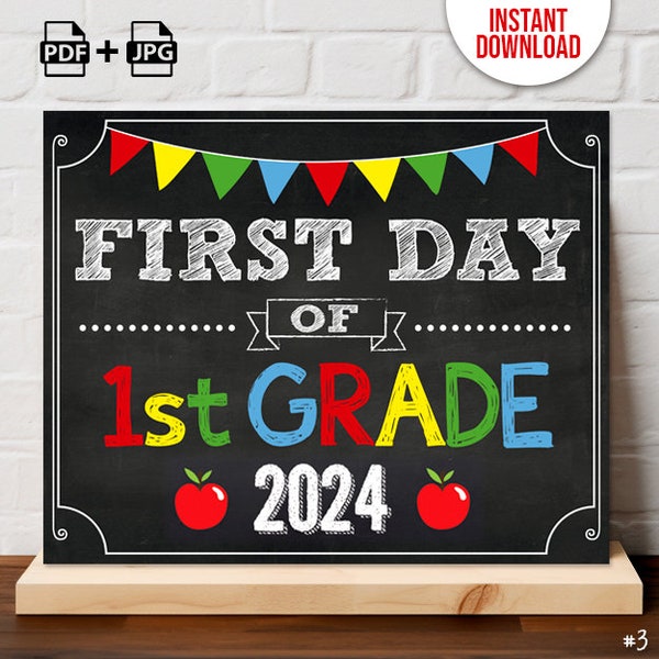 INSTANT DOWNLOAD First Day of 1st grade School Sign Print Yourself, First Day of First Grade Chalkboard Sign Digital File