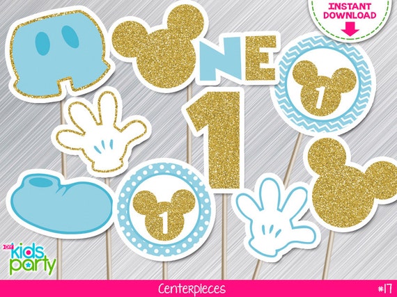 INSTANT DOWNLOAD Mickey Mouse Inspired Centerpieces First Birthday Print yourself, Mickey Mouse Party Printables DIY Il_570xn