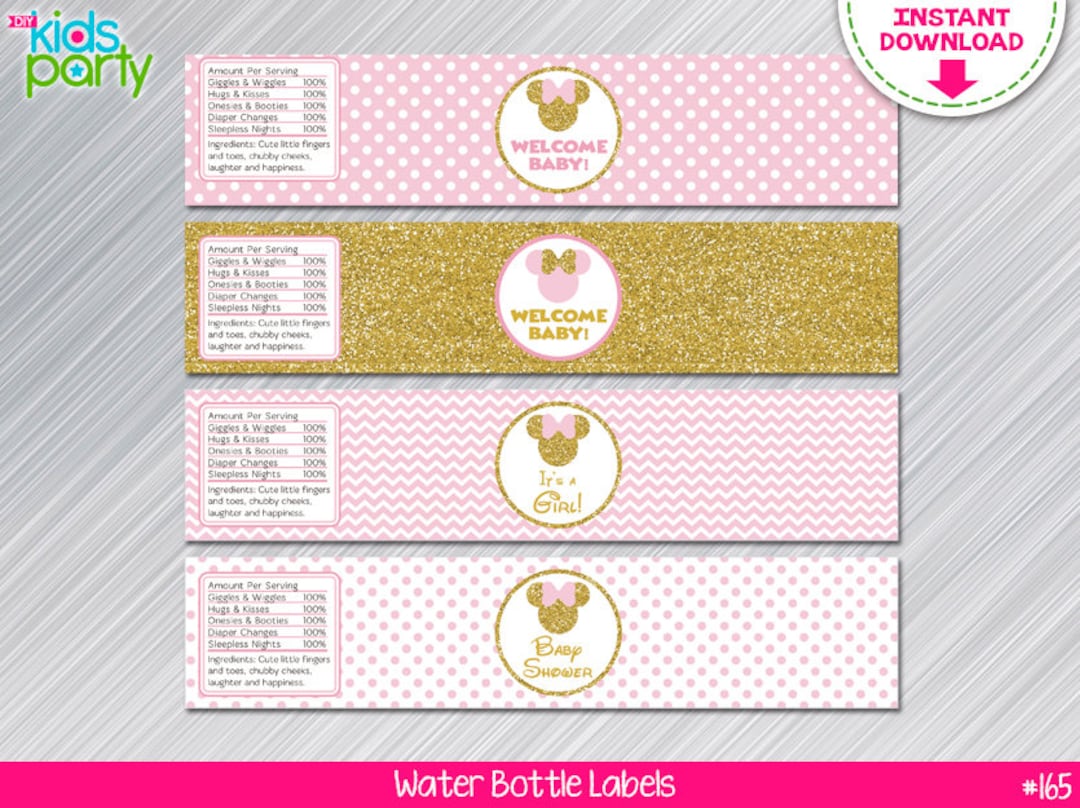 INSTANT DOWNLOAD Pink and Gold Minnie Mouse Print Yourself - Etsy