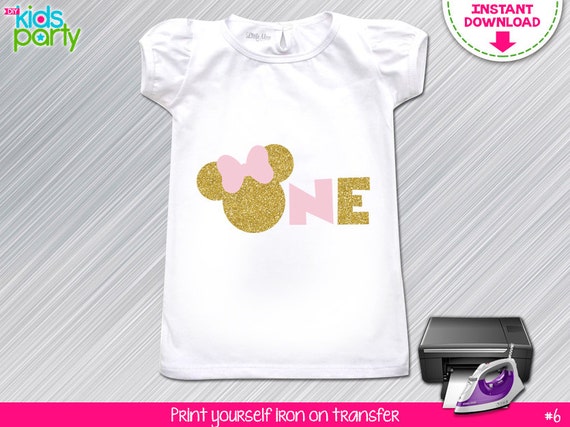 INSTANT DOWNLOAD Pink and Gold Minnie Mouse 1st Birthday Print Yourself Iron on Transfer Il_570xn