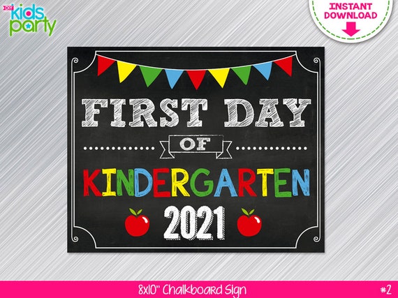INSTANT DOWNLOAD First Day of Kindergarten School Sign Print Yourself, First Day of Kindergarten Chalkboard Sign Digital File Il_570xn