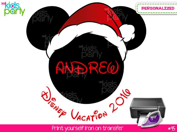 Mickey Christmas Disney Family Vacation Iron On Transfer Print Yourself, DIY Mickey Mouse Disney Family Vacation Shirt Il_570xn