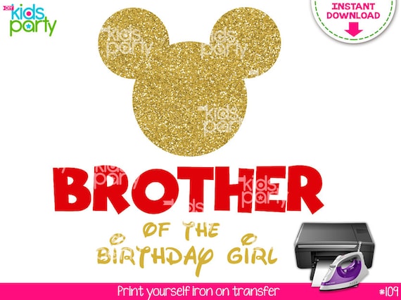 INSTANT DOWNLOAD Red and Gold Minnie Mouse Iron on Transfer Brother of the Birthday Girl Print Yourself, Red and Gold Minnie Mouse Party Il_570xn