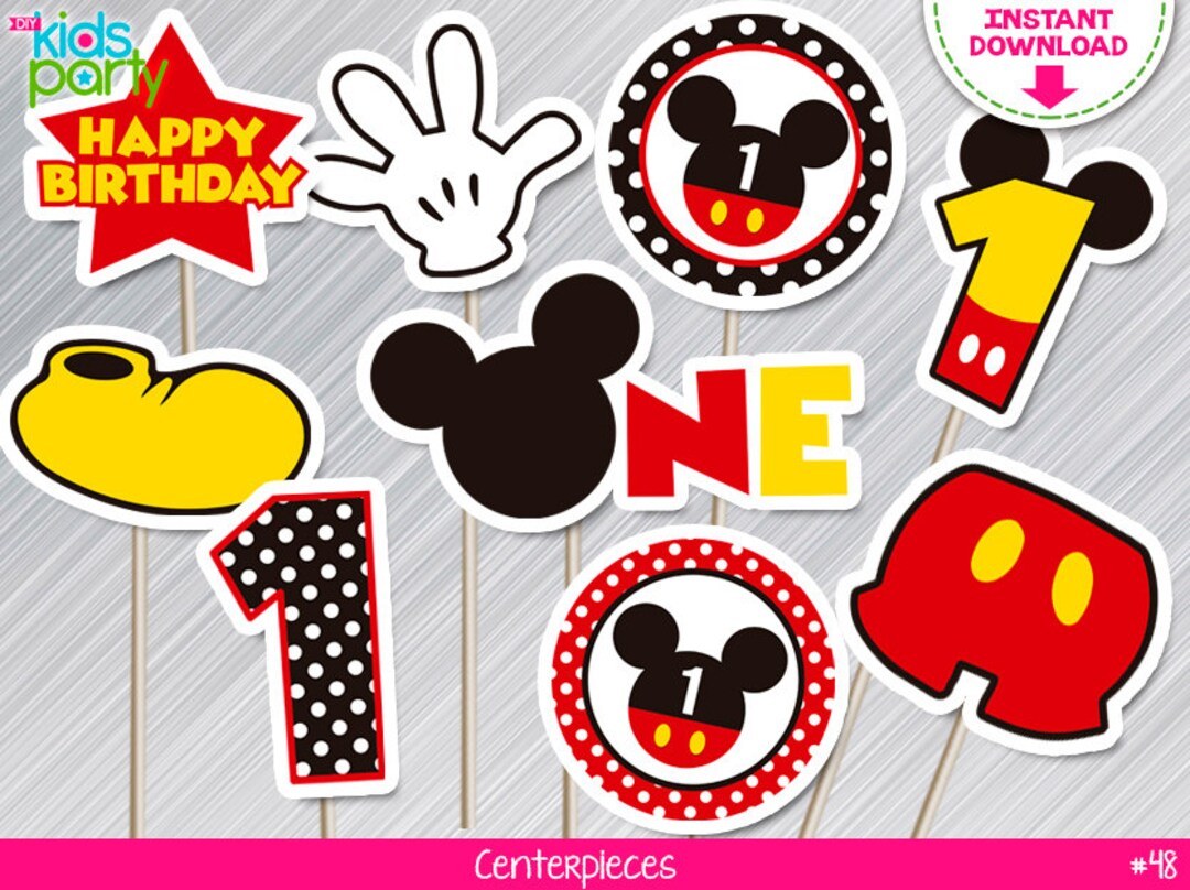 INSTANT DOWNLOAD Mickey Mouse Inspired Centerpieces First Birthday ...