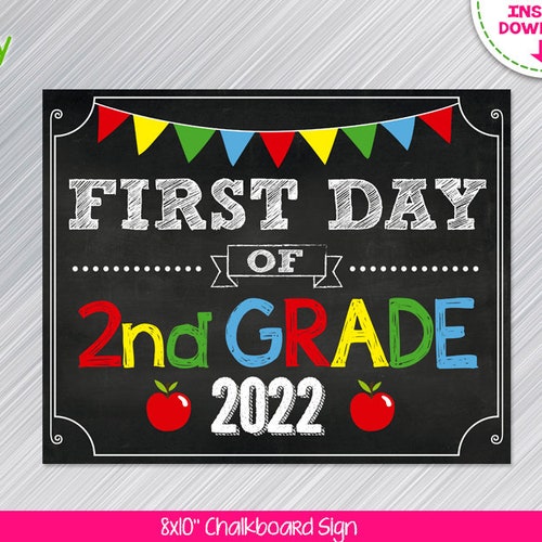 INSTANT DOWNLOAD First Day of 2nd Grade School Sign Print - Etsy