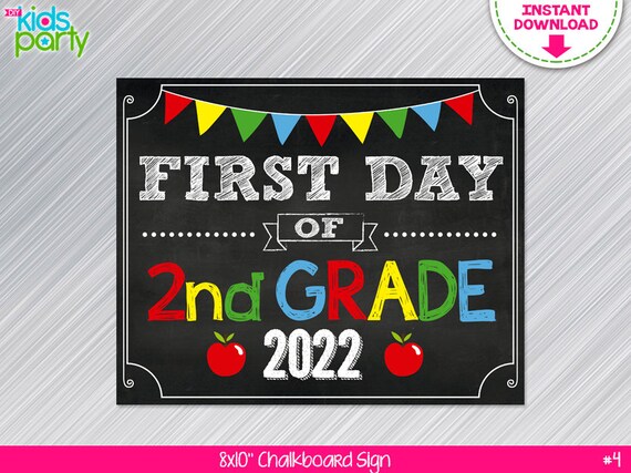 INSTANT DOWNLOAD First Day of 2nd grade School Sign Print Yourself, First Day of Second Grade Chalkboard Sign Digital File Il_570xn