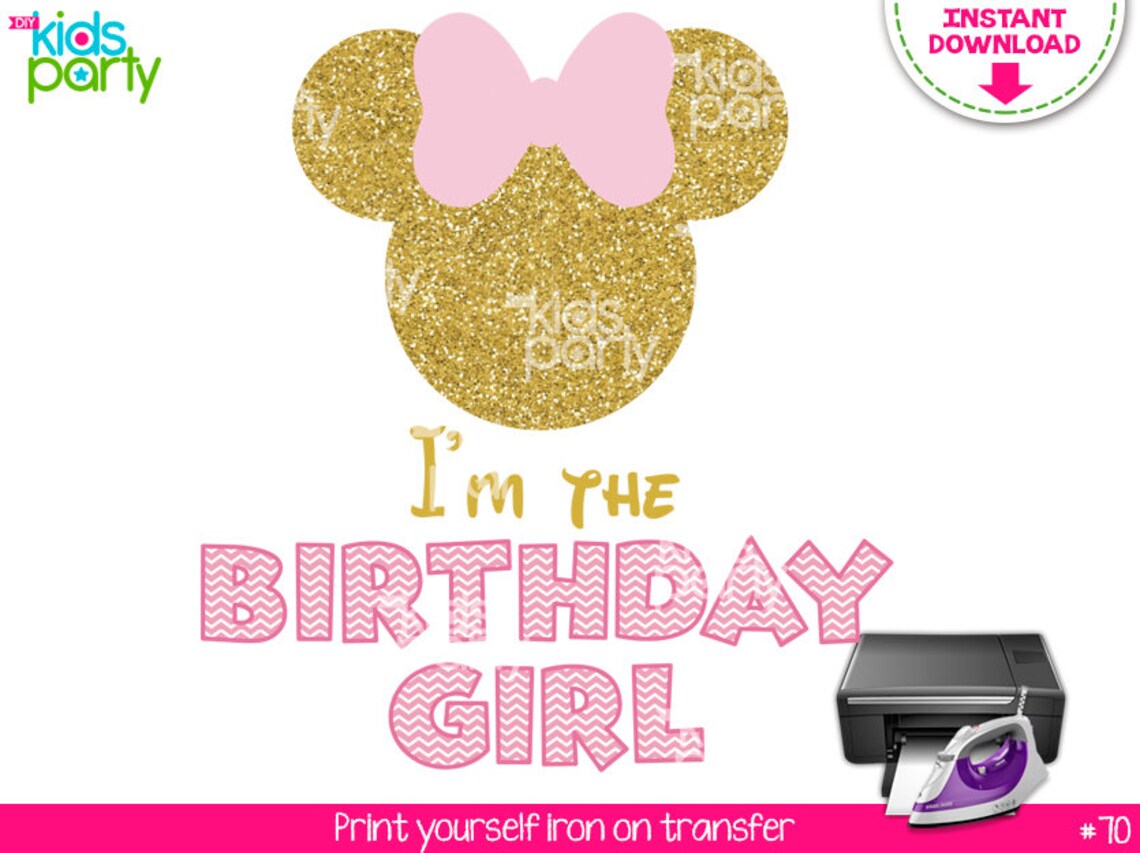 INSTANT DOWNLOAD Pink and Gold Minnie Mouse Iron on Transfer - Etsy