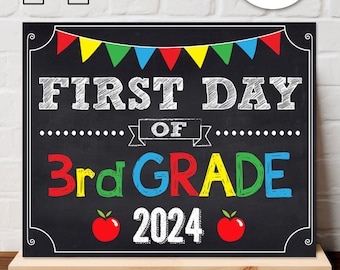 INSTANT DOWNLOAD First Day of 3rd grade School Sign Print Yourself, First Day of Third Grade Chalkboard Sign Digital File