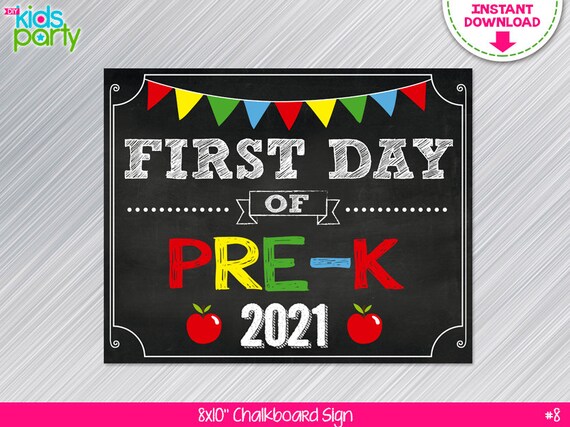 INSTANT DOWNLOAD First Day of PRE-K Sign Print Yourself, First Day of Pre-k Chalkboard Sign Digital File Il_570xn