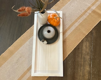 Bandeja de mesa rústica de madera personalizada / Centro de mesa de boda de estilo rústico / Decoración de mesa personalizada