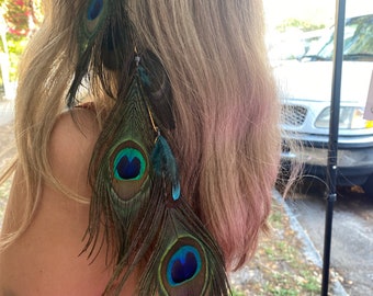 Peacock feather clip in extensions