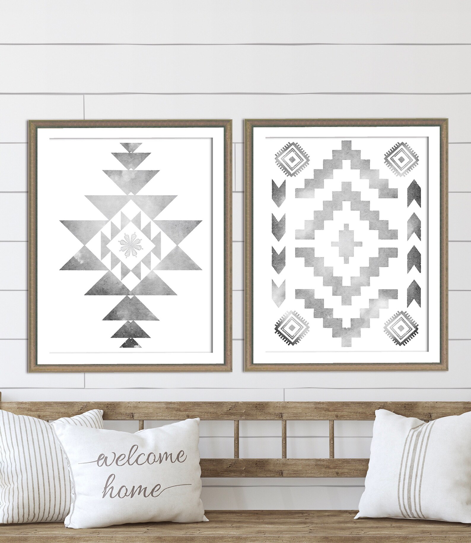 Gray and White Minimalist Prints Aztec Gallery Wall Set of | Etsy