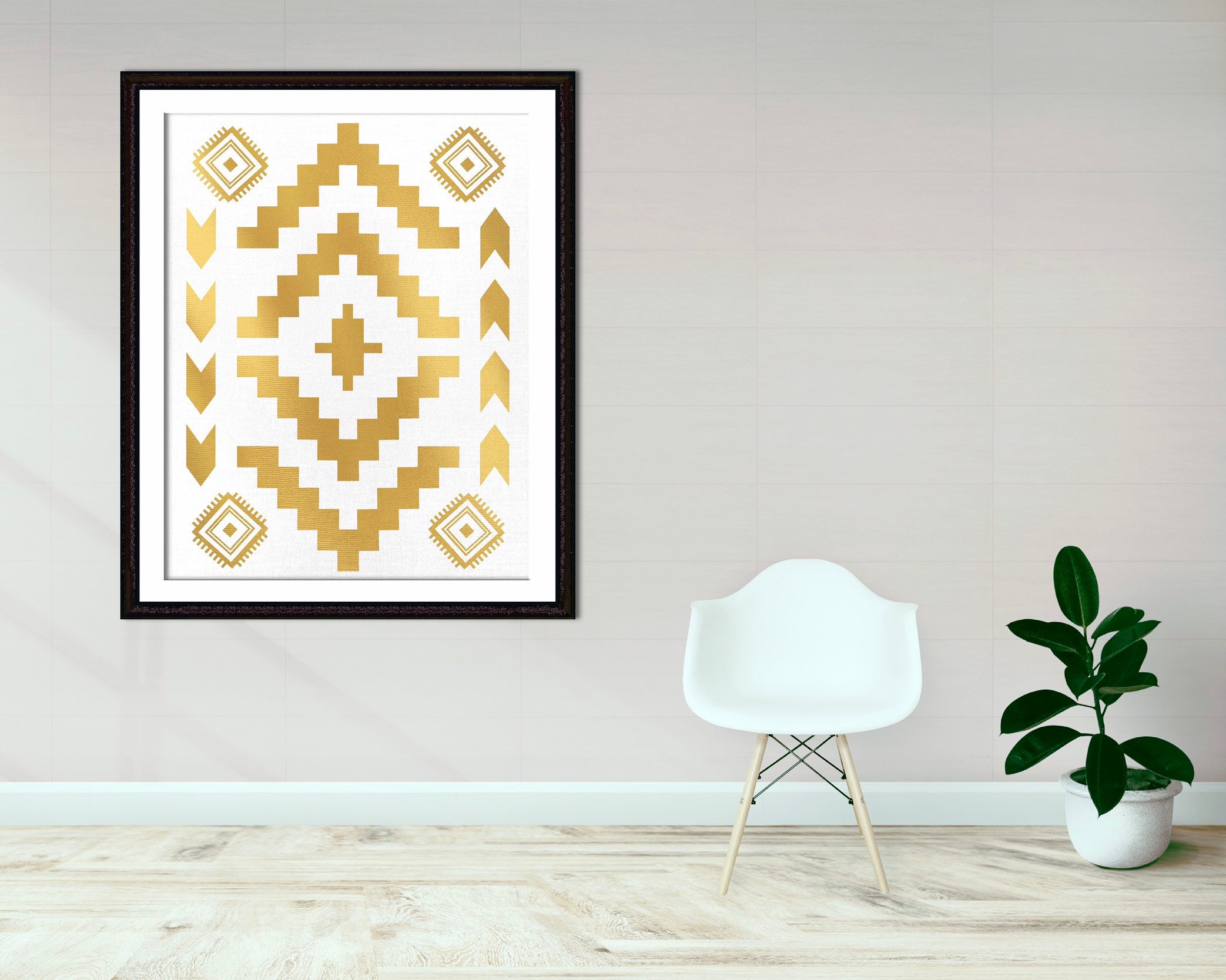 Geometric Native Print Tribal Art Print Gold Geometric | Etsy