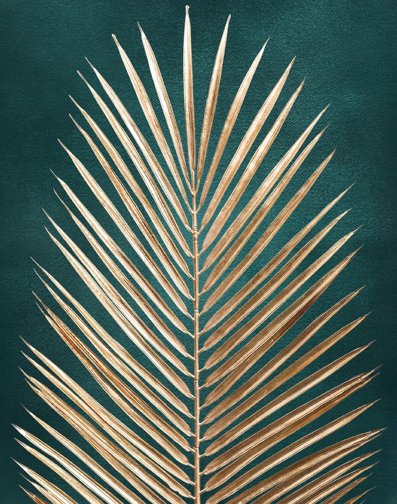 Emerald Green and Gold Palm Leaf Prints Gallery Wall Set Etsy
