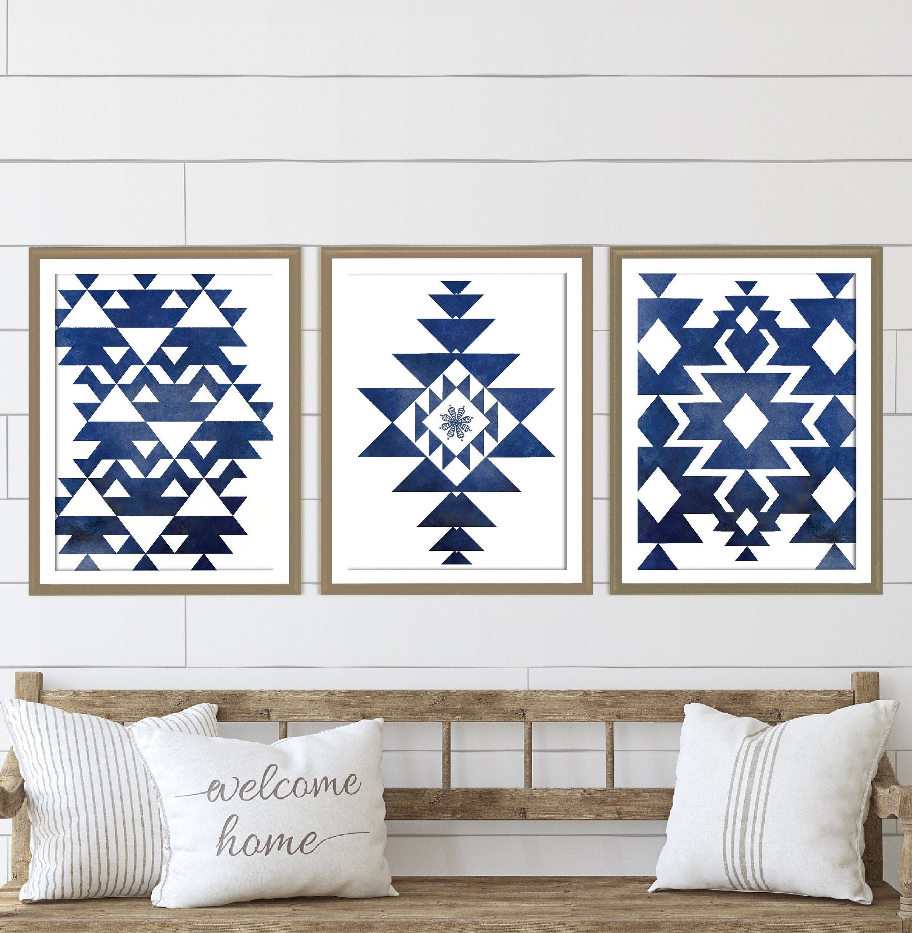 Navy Blue Gallery Wall Set Southwestern Prints Etsy