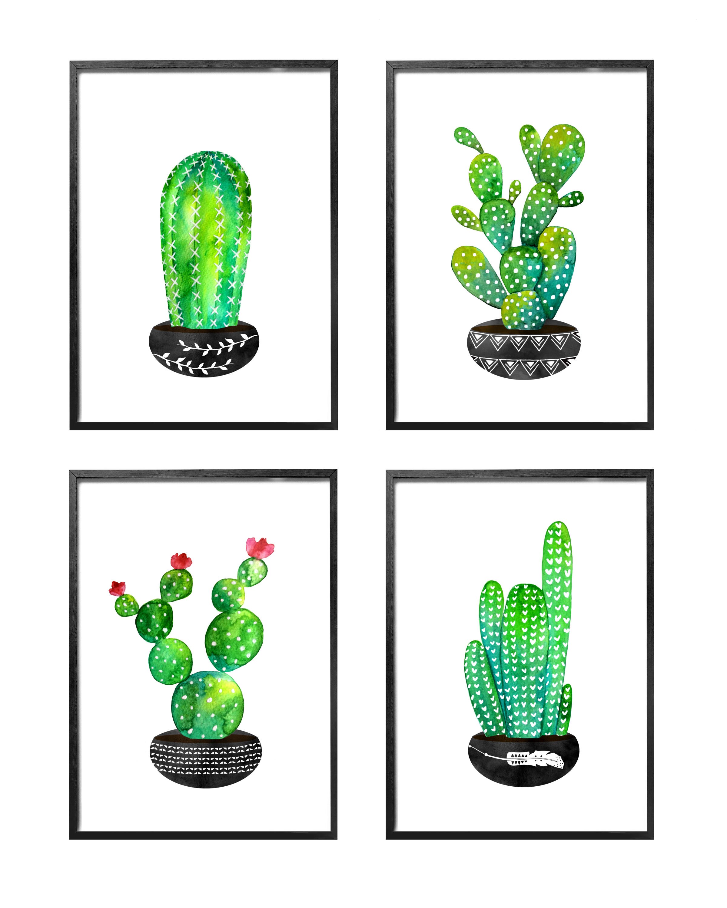 Cactus Gallery Wall Set of 4 Prints Southwestern Decor Etsy