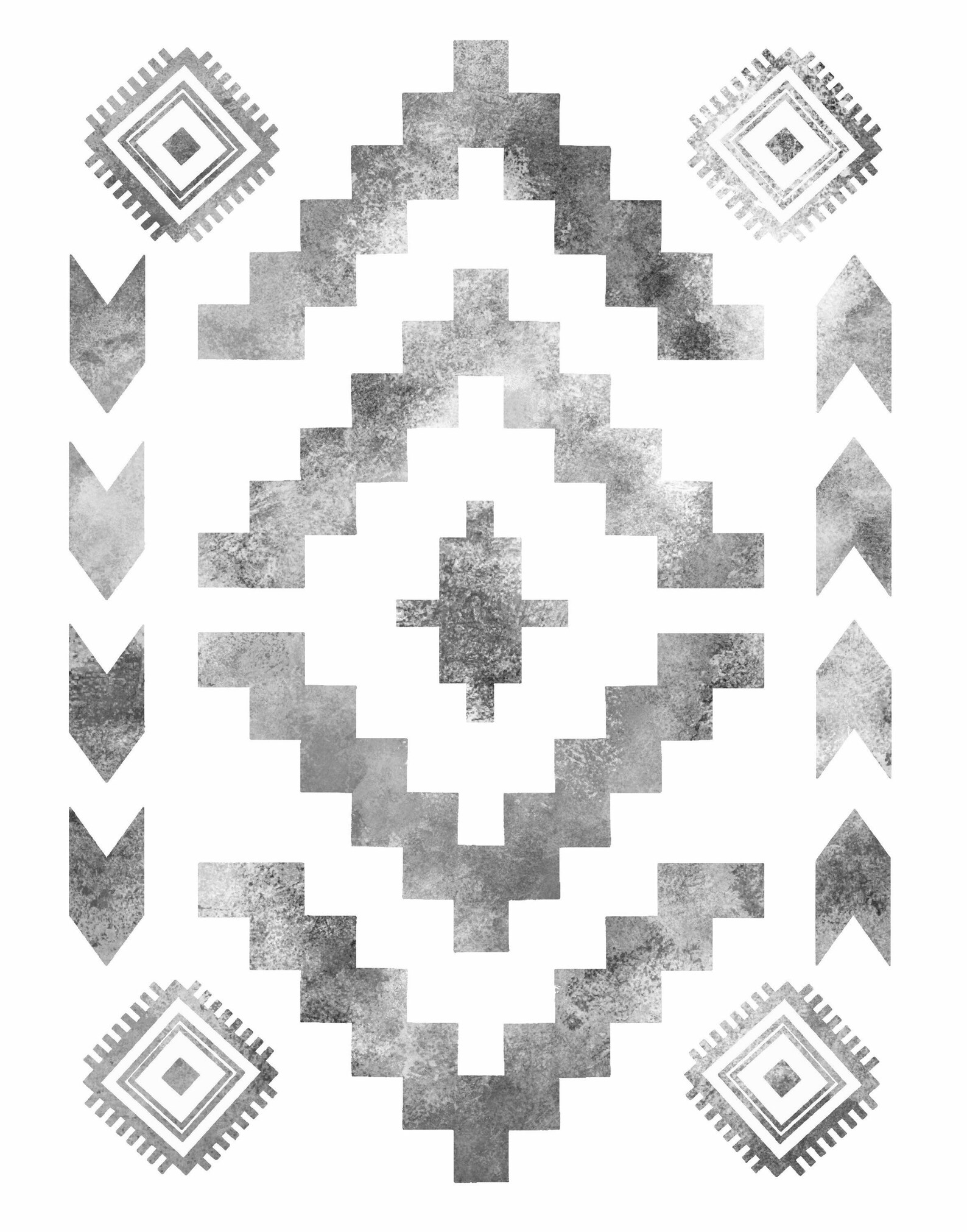 Gray and White Minimalist Prints Aztec Gallery Wall Set of | Etsy