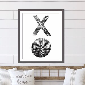 Black and White Art Palm Leaf Print