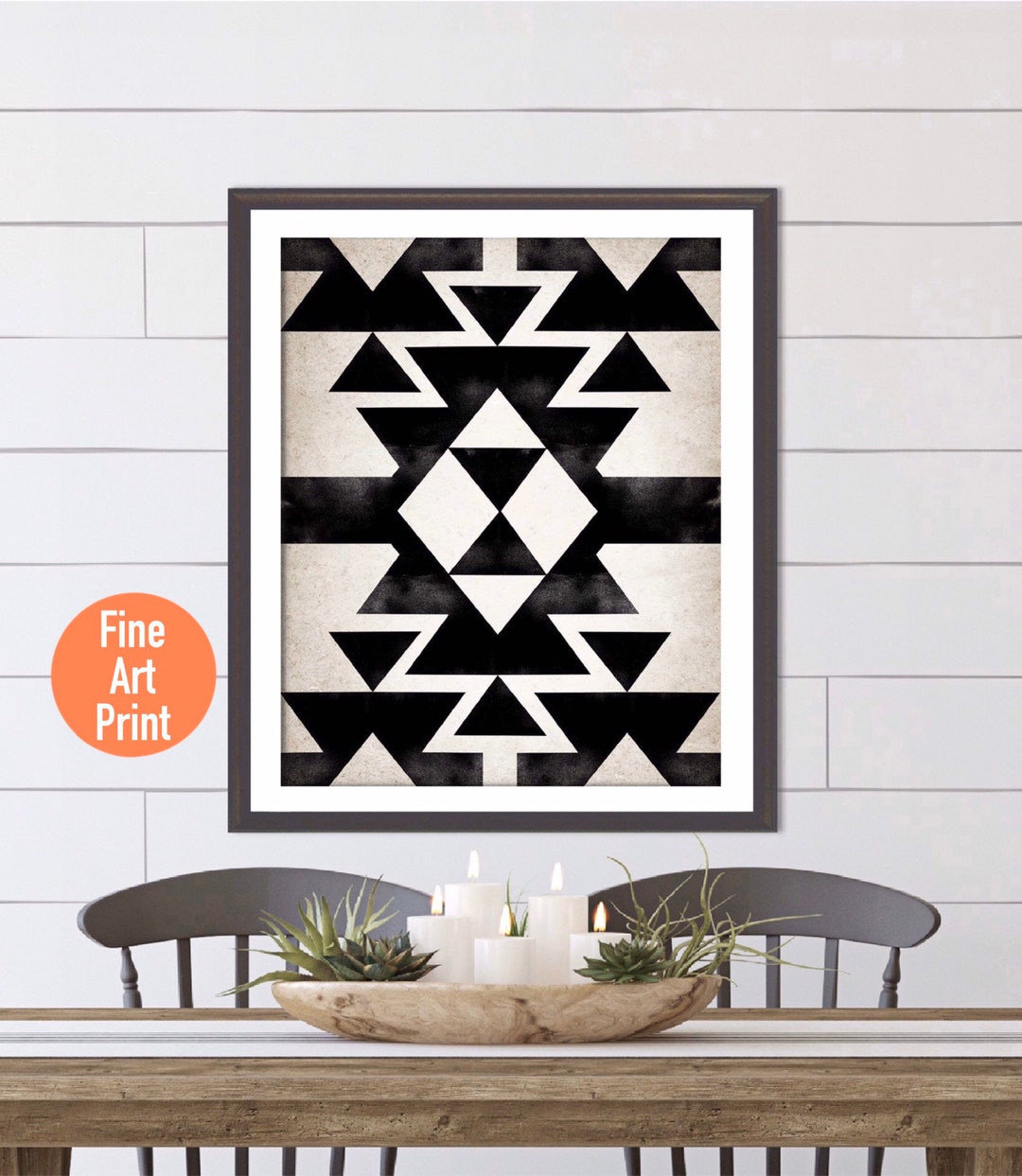 Black Geometric Art Print Aztec Home Decor - Etsy