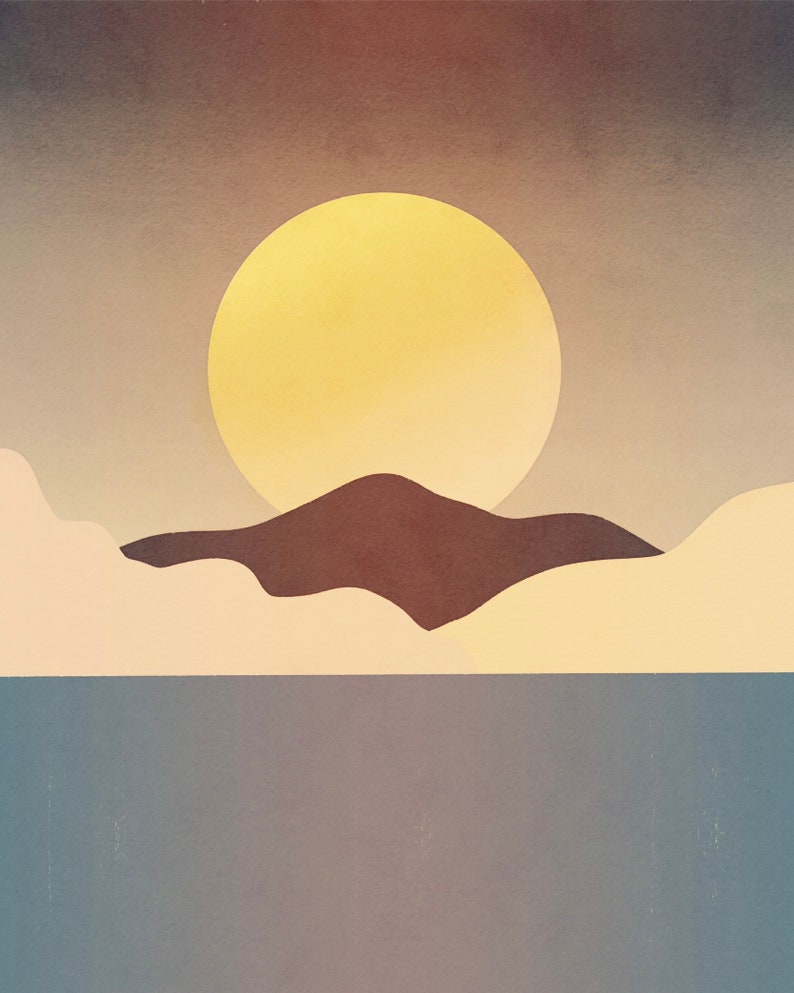 Abstract Seascape Print Mid Century Modern Art Etsy