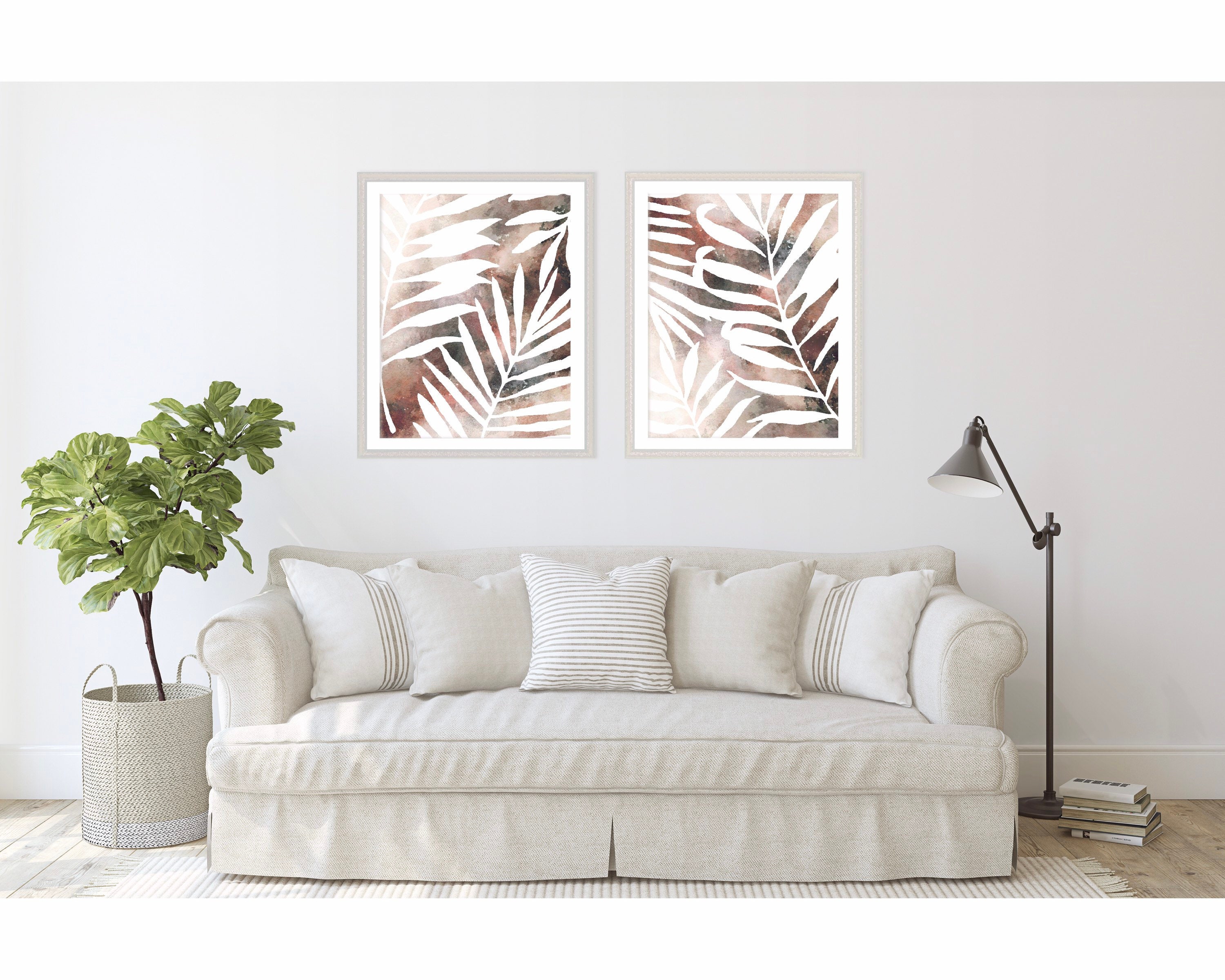 Watercolor Palm Leaf Art Print Gallery Wall Set | Etsy