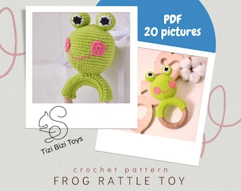 Crochet Pattern Frog Baby Rattle, Crochet Amigurumi Animal Tutorial, Crochet Frog PDF, Forest Animal Printable Pattern, Frog Rattle Toy DIY