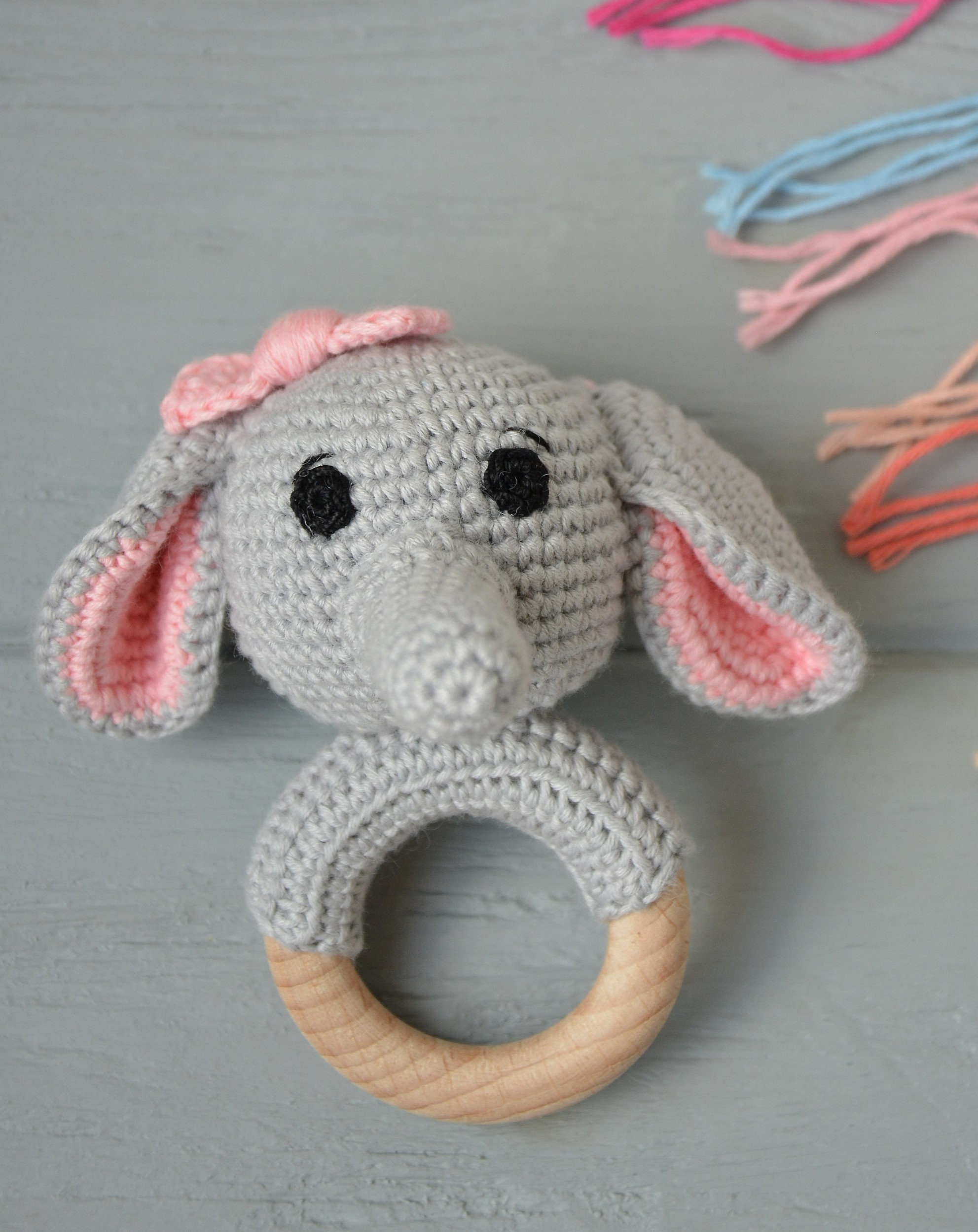 Baby Rattle Crochet Amigurumi Cute Animal Organic Baby Etsy