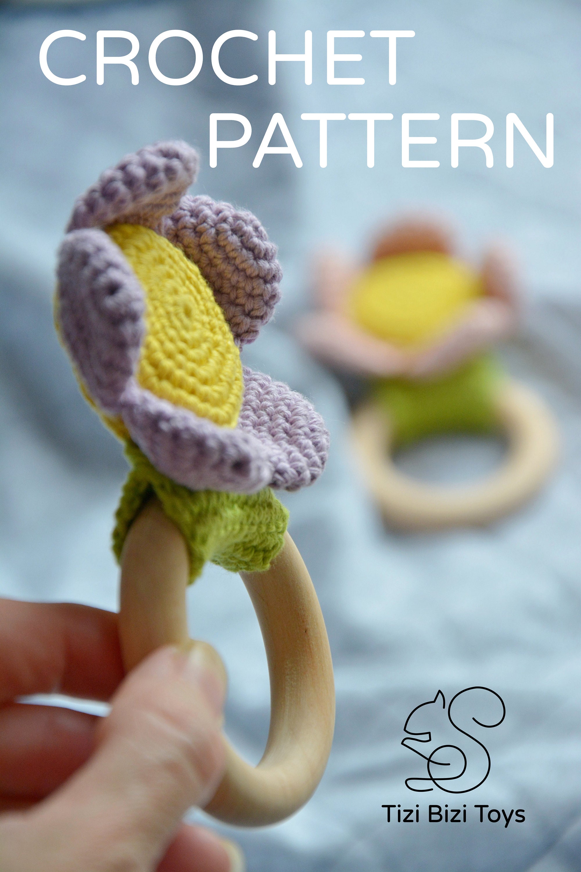 Baby Rattle Crochet Pattern, Toy Flower Rattle, Cute Baby Girl Crochet