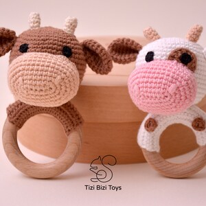 Baby rattle crochet pattern cow, Cute amigurumi animal patterns, Crochet tutorial pdf, Bull rattle pattern, Easy baby toys to crochet