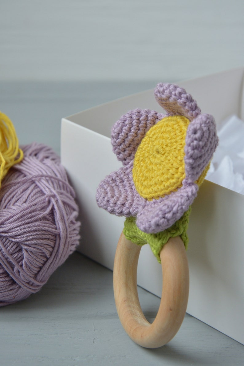 Baby Rattle Crochet Pattern, Toy Flower Rattle, Cute Baby Girl Crochet