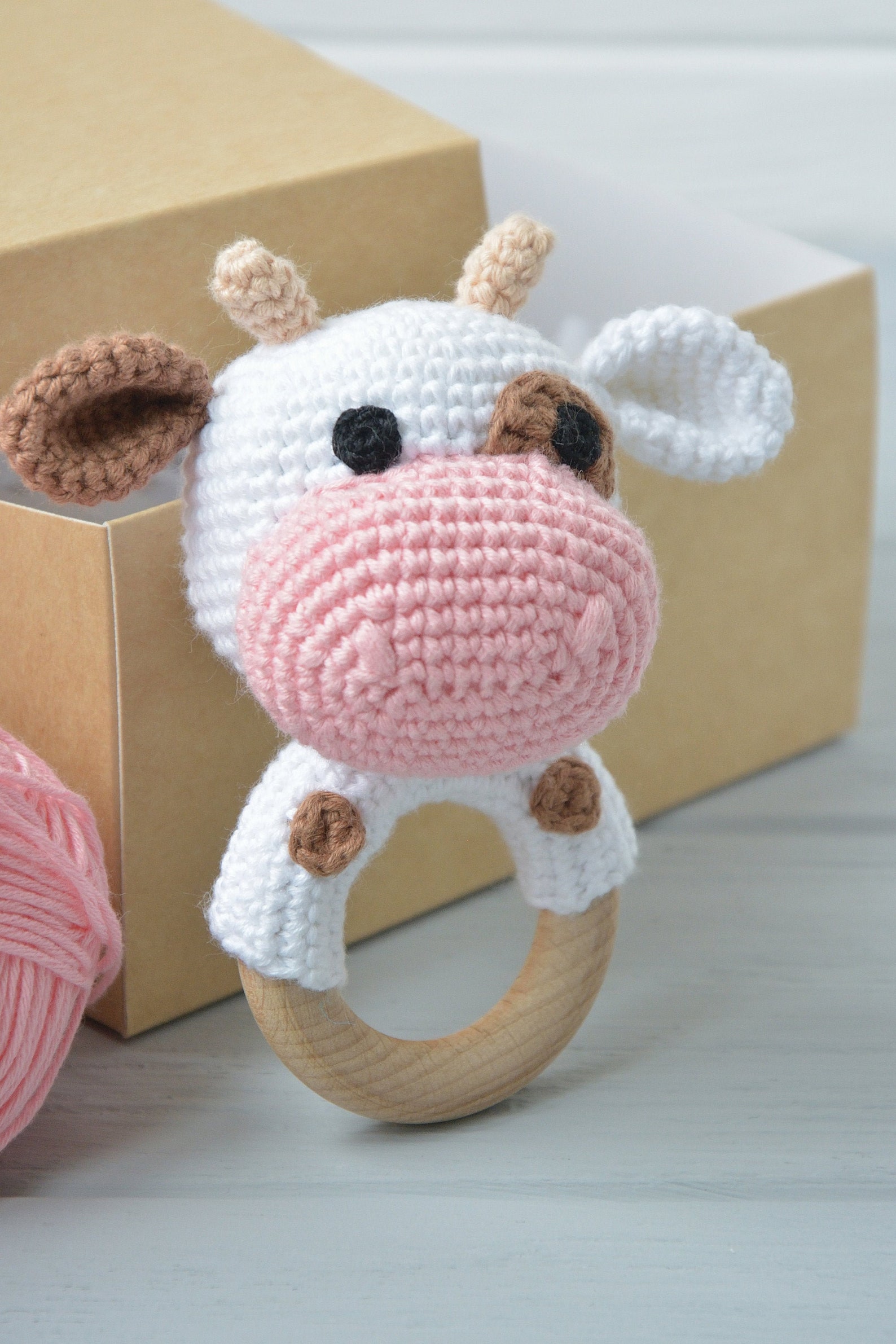 Baby rattle crochet pattern cow Cute amigurumi animal Etsy